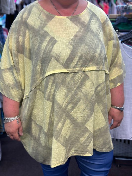 CAYLA- O/S CURVE- SHADOW PRINT TOP - FLASHSALE ££ OFF