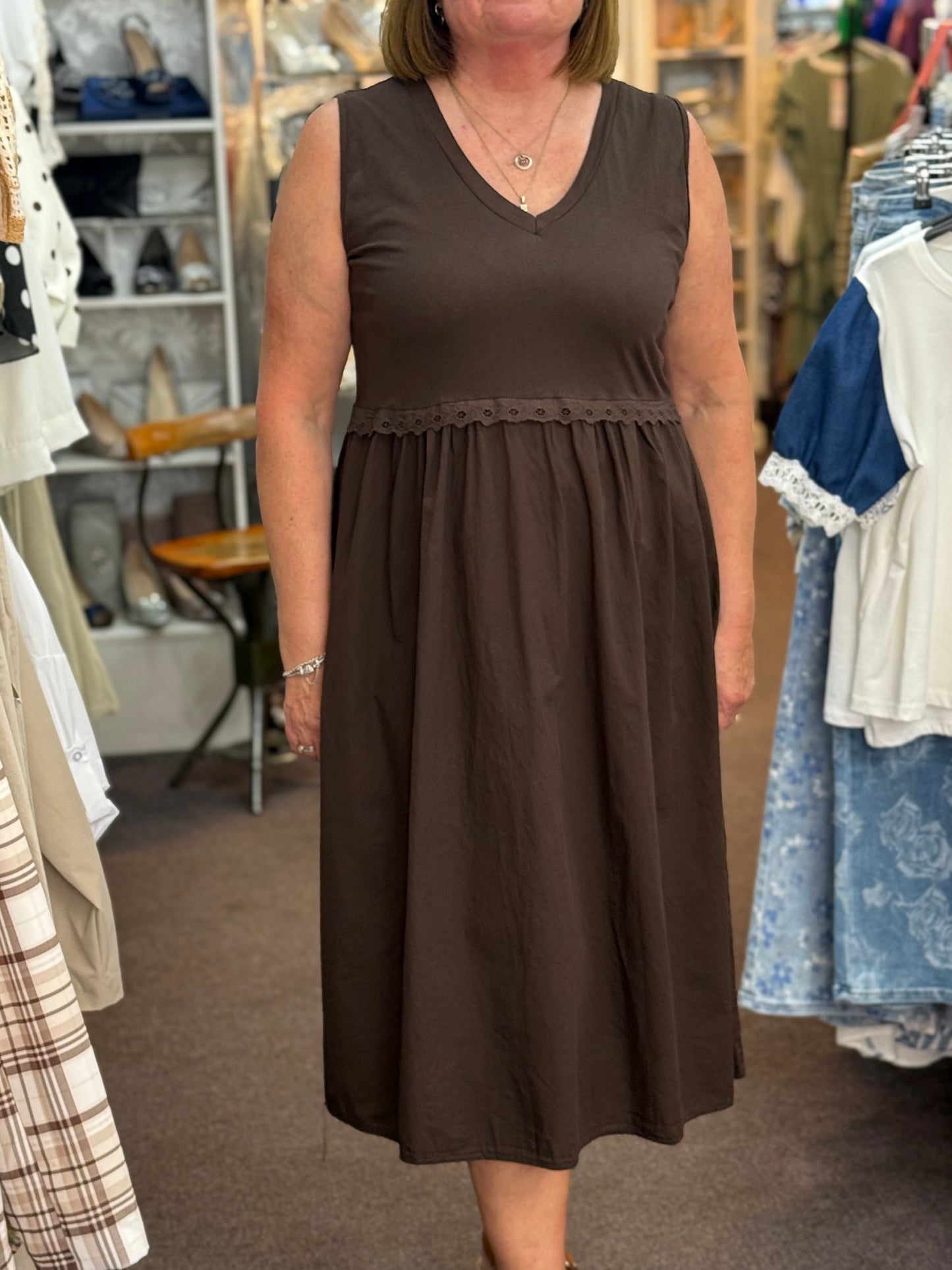 ELLA- JERSEY AND COTTON S/L DRESS
