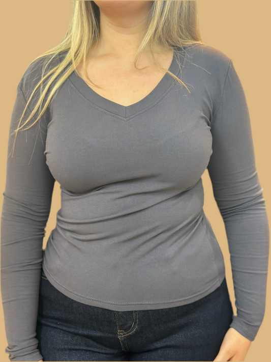 MWBASIC ALIE VNECK LONG SLEEVED TOP