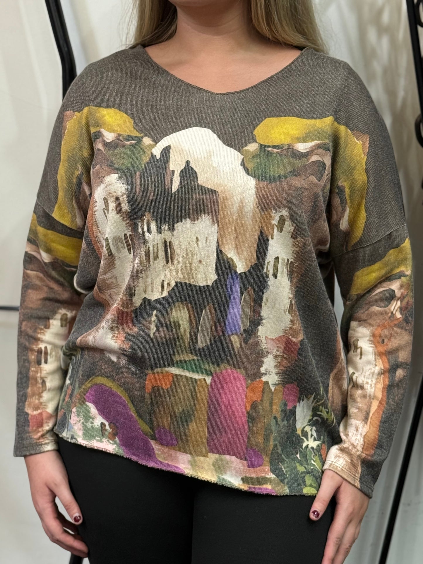 SEVILLE- PRINTED FINE KNIT TOP- #BlackFridaySale