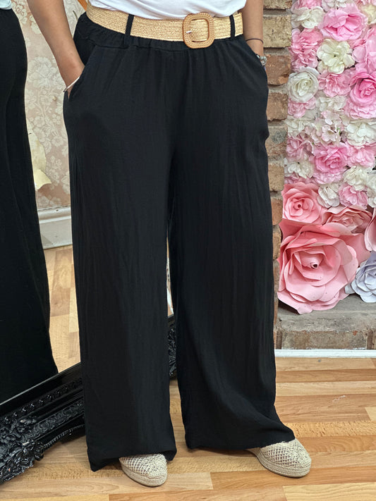 BELTED WIDE LEG TROUSER