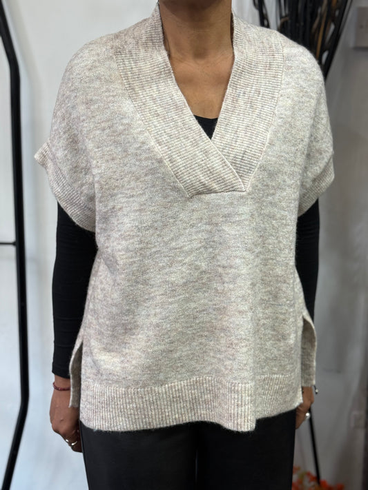 FRANSA-SANNY S/S TANK KNIT -MARL EFFECT -#BlackFridaySale