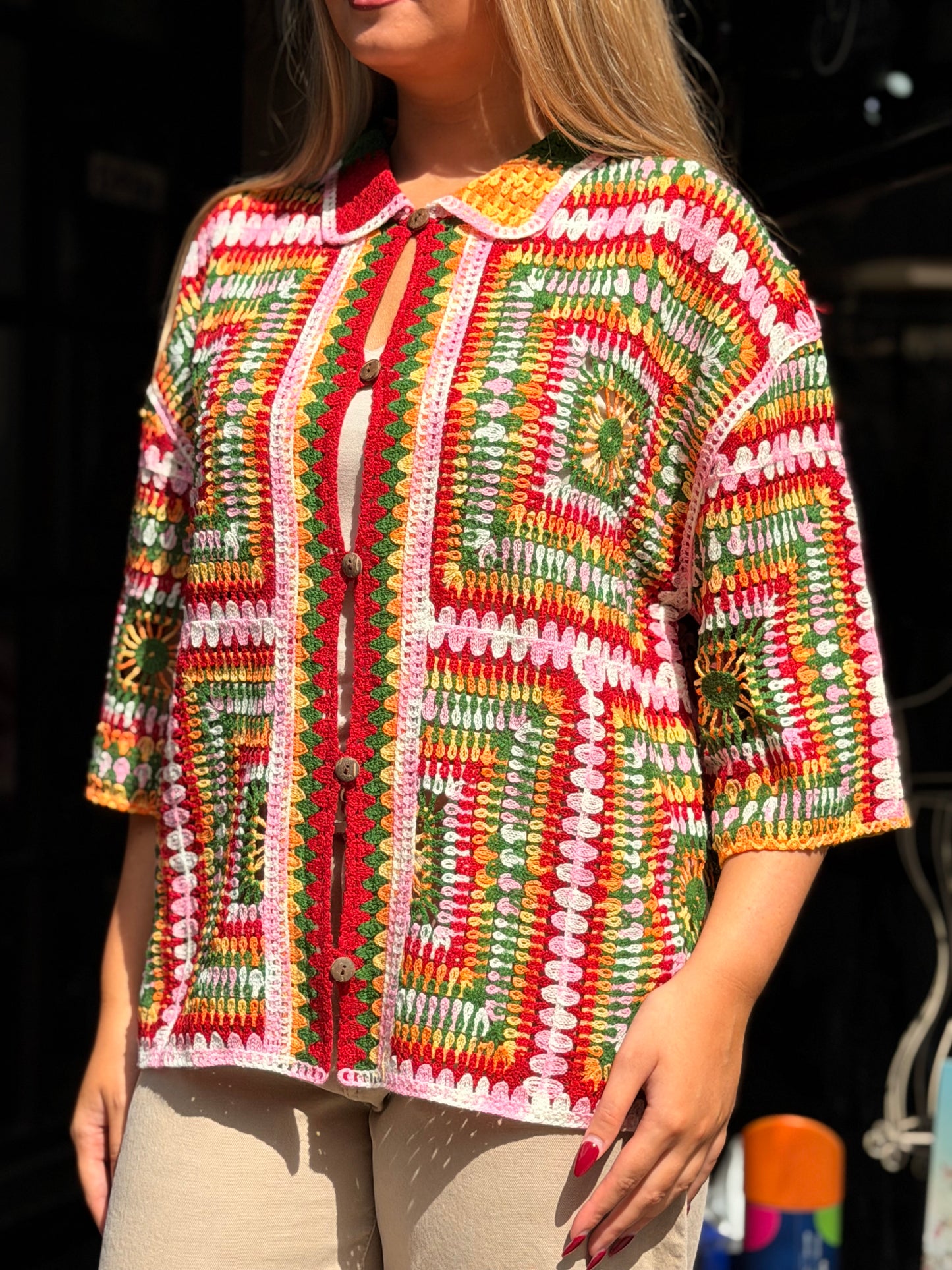 FREYA-RETRO CROCHET CARDI TOP