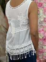 Load image into Gallery viewer, CROCHET MIX EMB VEST TOP
