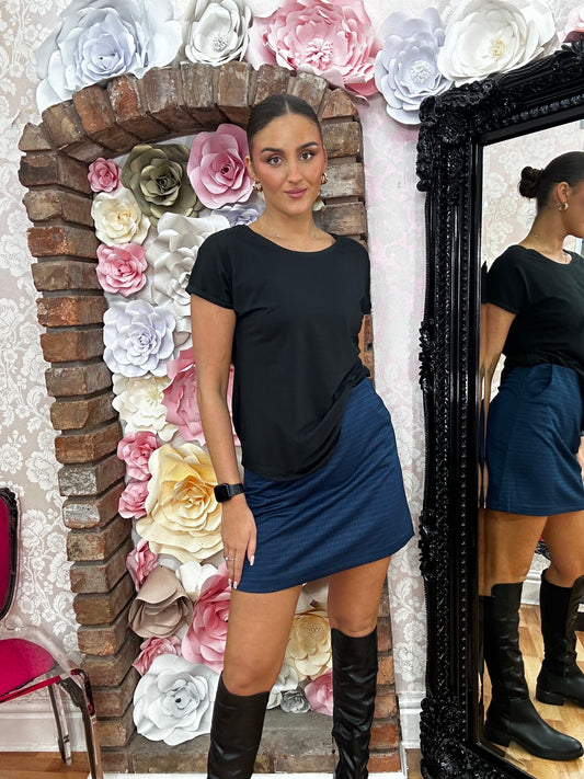 RAVNA BYOUNG MINI SKIRT-NAVY - SALE now