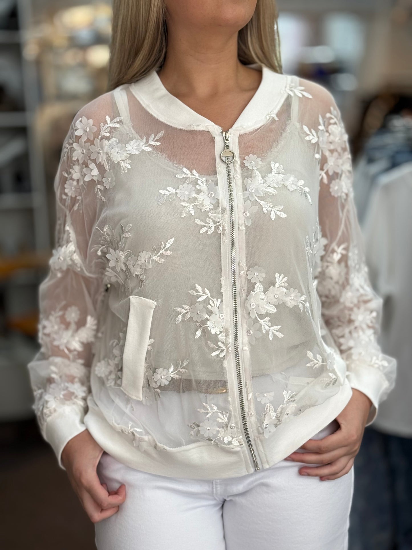 LILA -3D FLOWER MESH  JACKET
