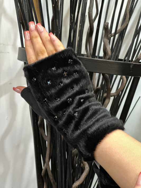 F/FUR F/LESS CRYSTALS GLOVE -