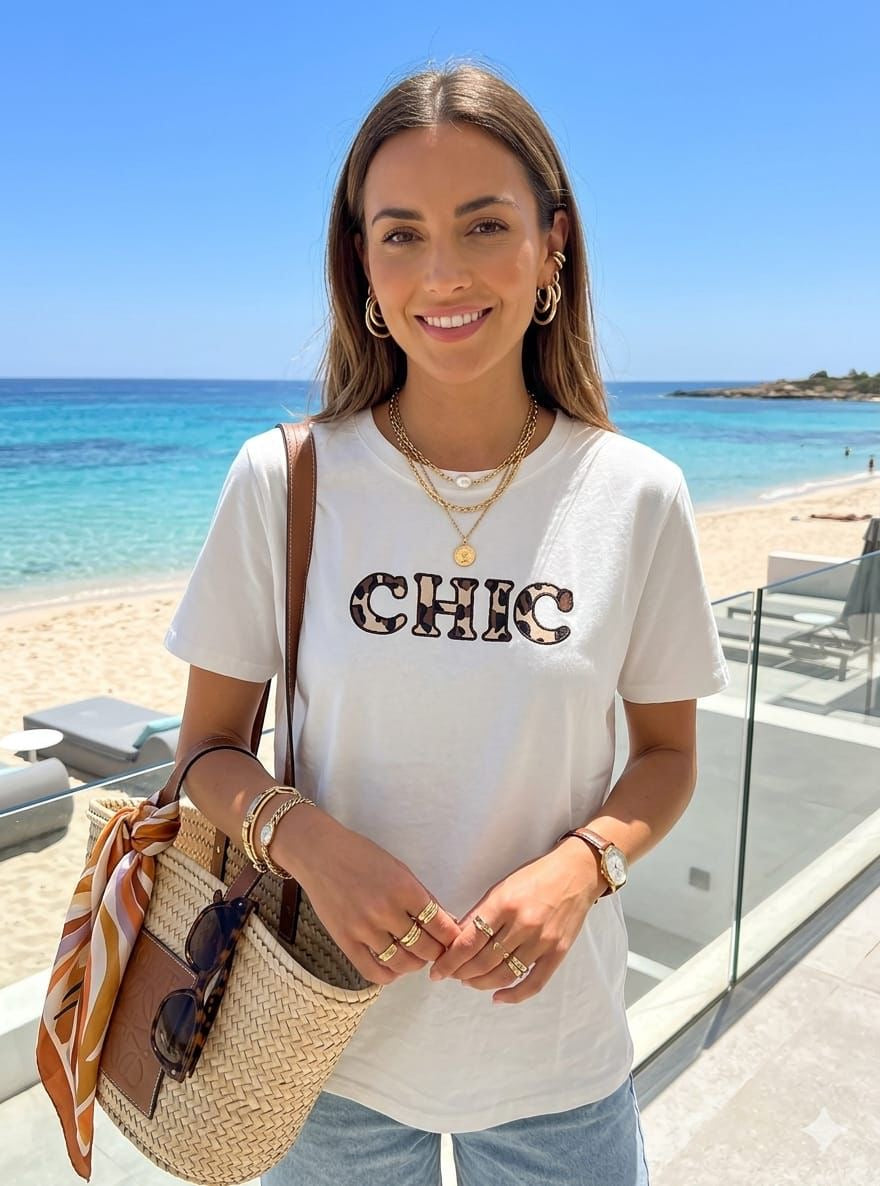 SLOGAN TEE-CHIC ANIMAL