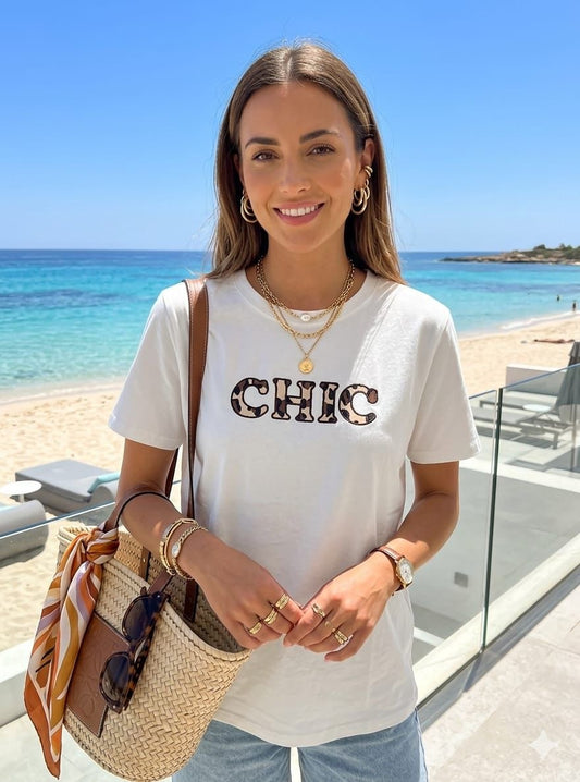 SLOGAN TEE-CHIC ANIMAL