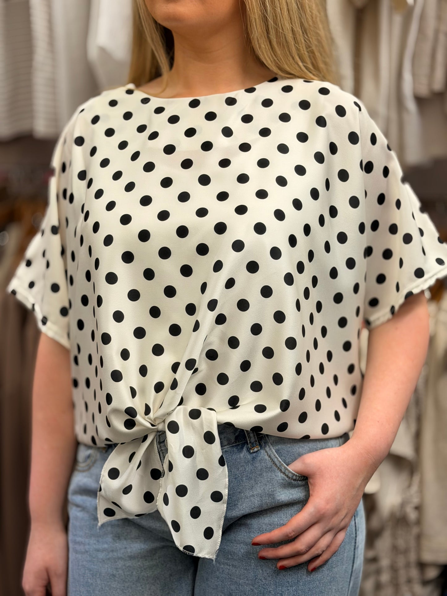 BRYONY- POLKA DOT TIE TOP