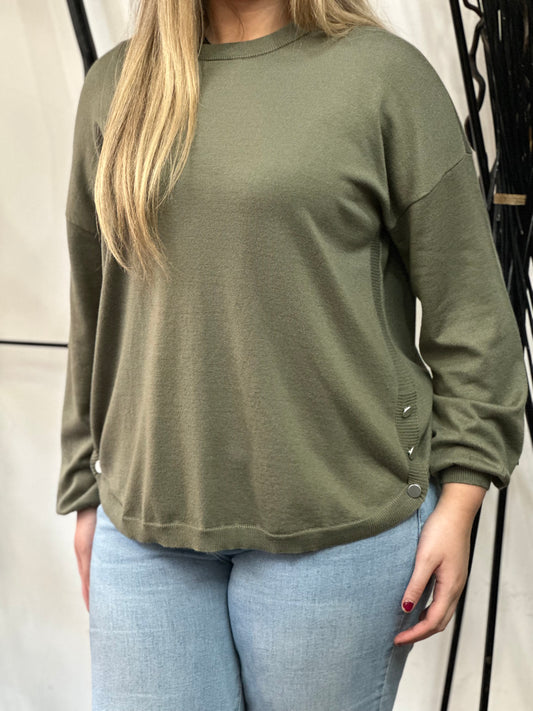 FRANSA-BESMOCK FINE BUTTONS KNIT-OLIVE