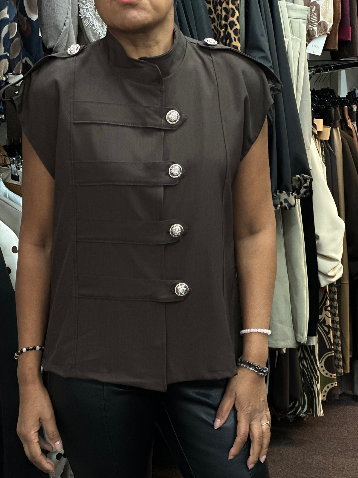 RORY-ONE SIDE MILITARY BTN WAISTCOAT -fits 8/10-14