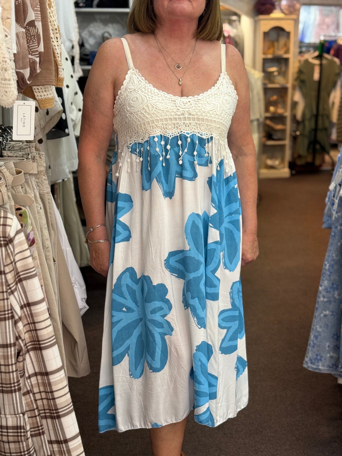 MOLLIE- CROCHET DETAIL  FLOWER DRESS