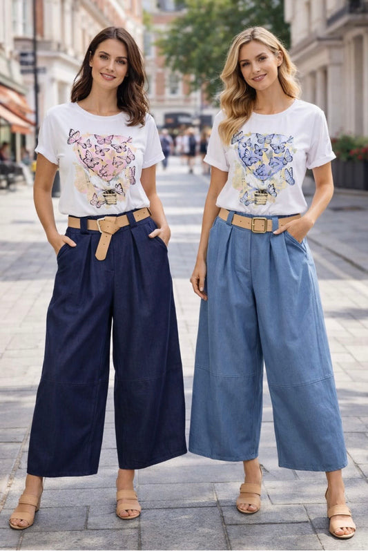 BELLA-BELTED TENCEL BARREL PANTALOON