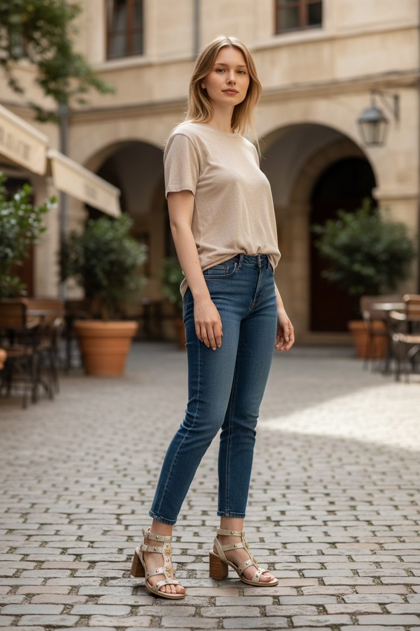 ATHENA-GLADIATOR SQ HEEL SANDAL