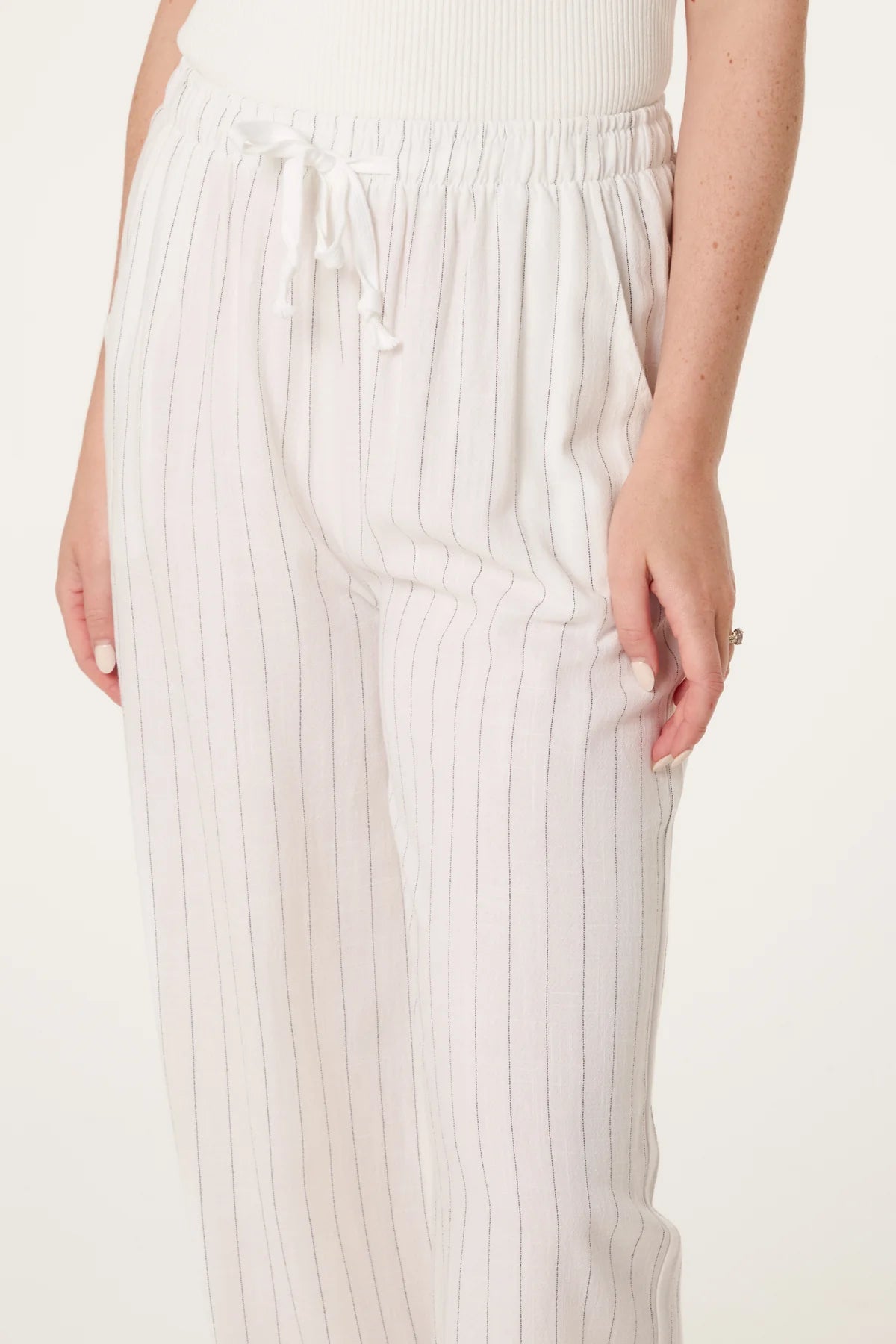 CAMILLA- PIN STRIPE LINEN BLEND