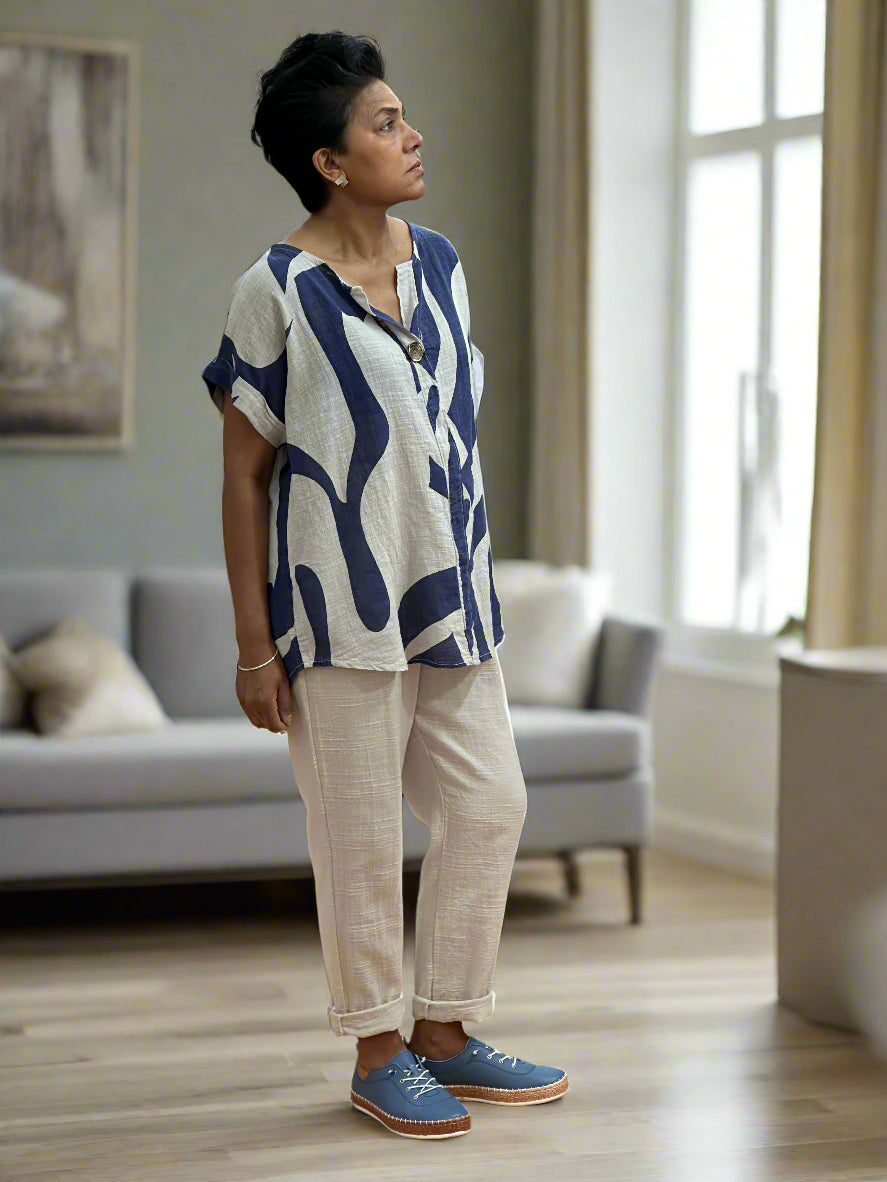 CARLTON - SLUB LINEN LOOK SLIM TROUSER
