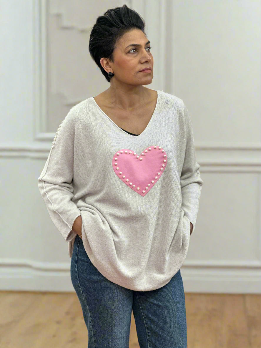 BELLA- PEARL & HEART JUMPER -