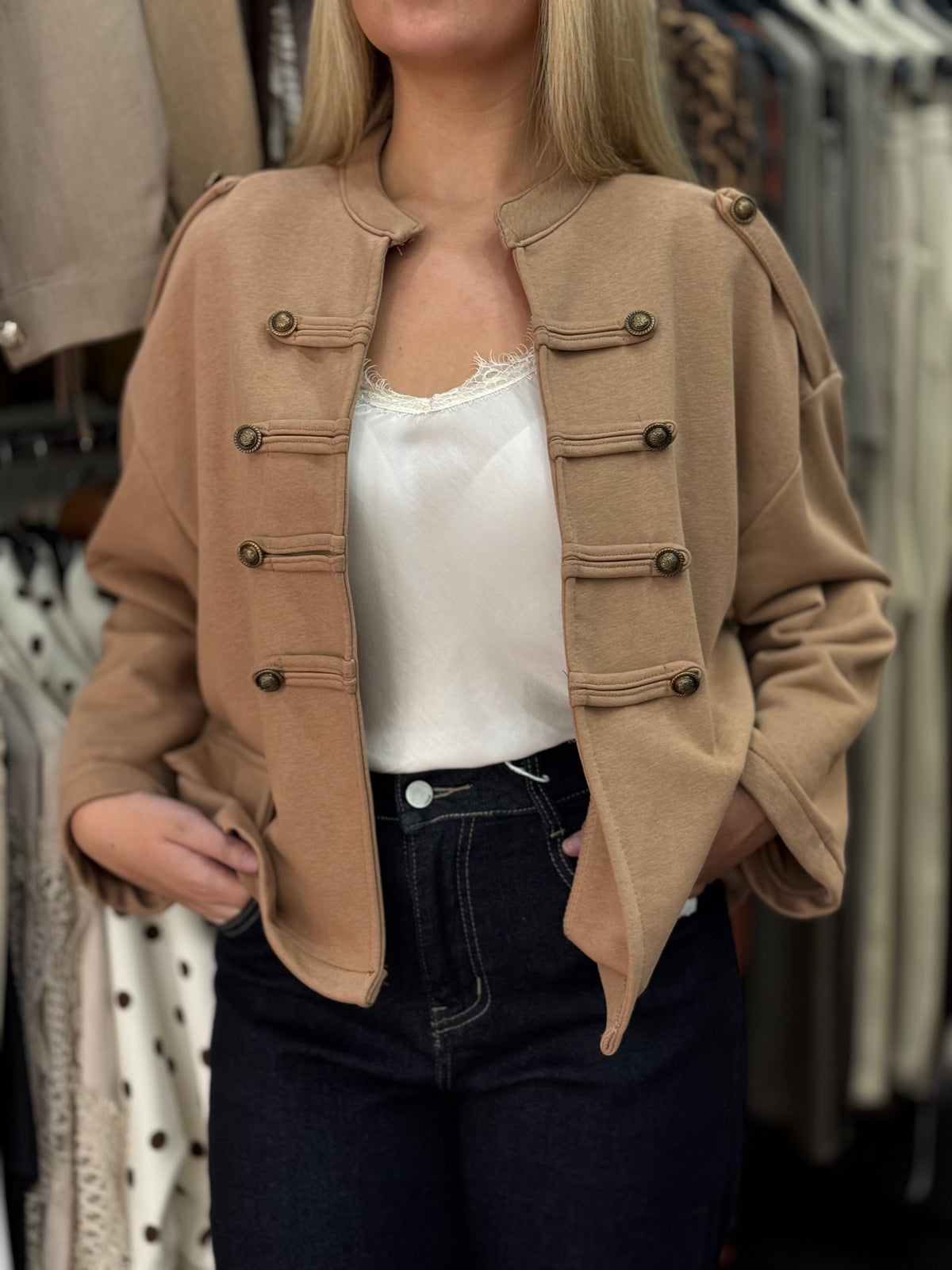 CLARA-JERSEY MILITARY JACKET