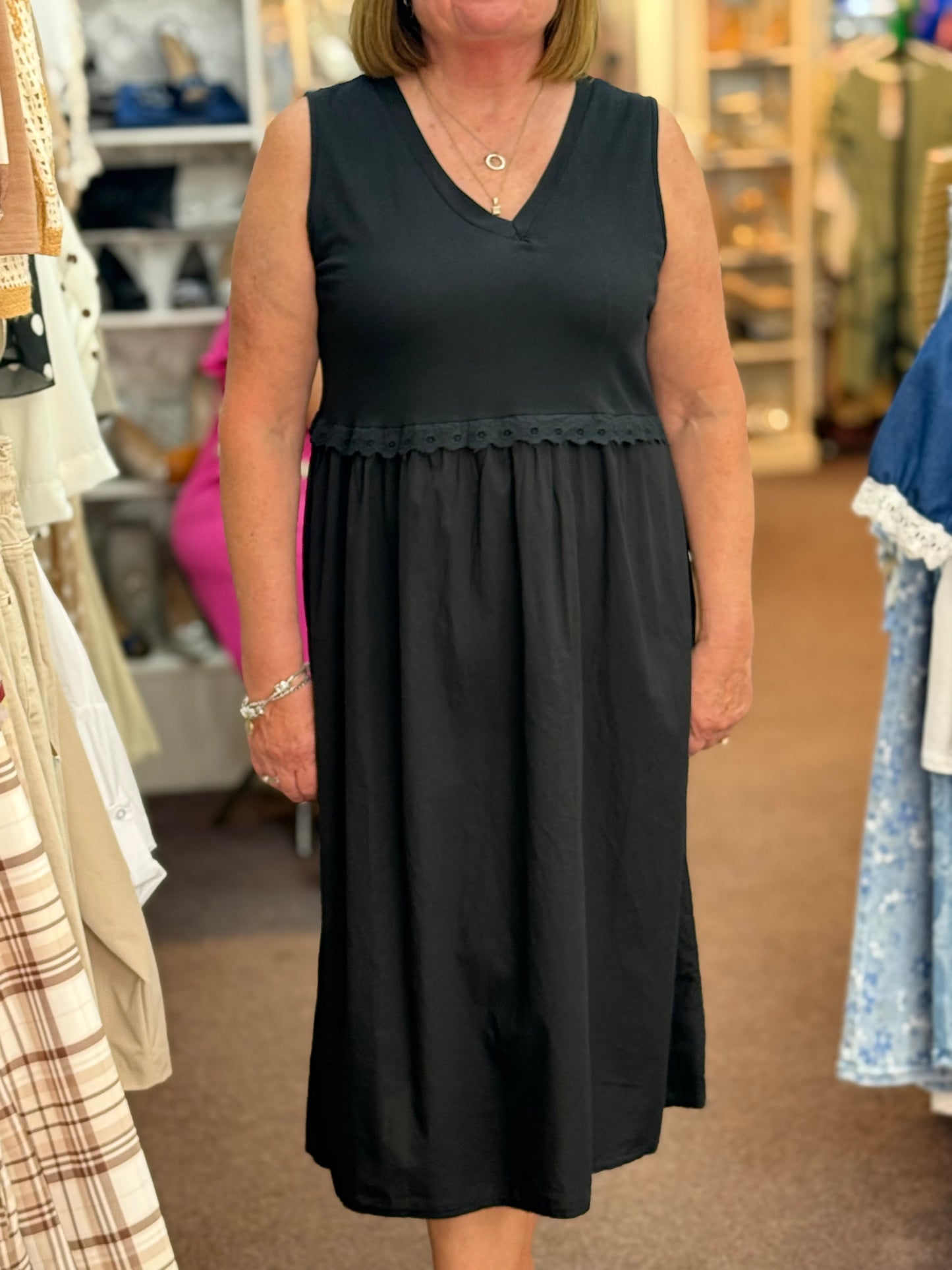 ELLA- JERSEY AND COTTON S/L DRESS