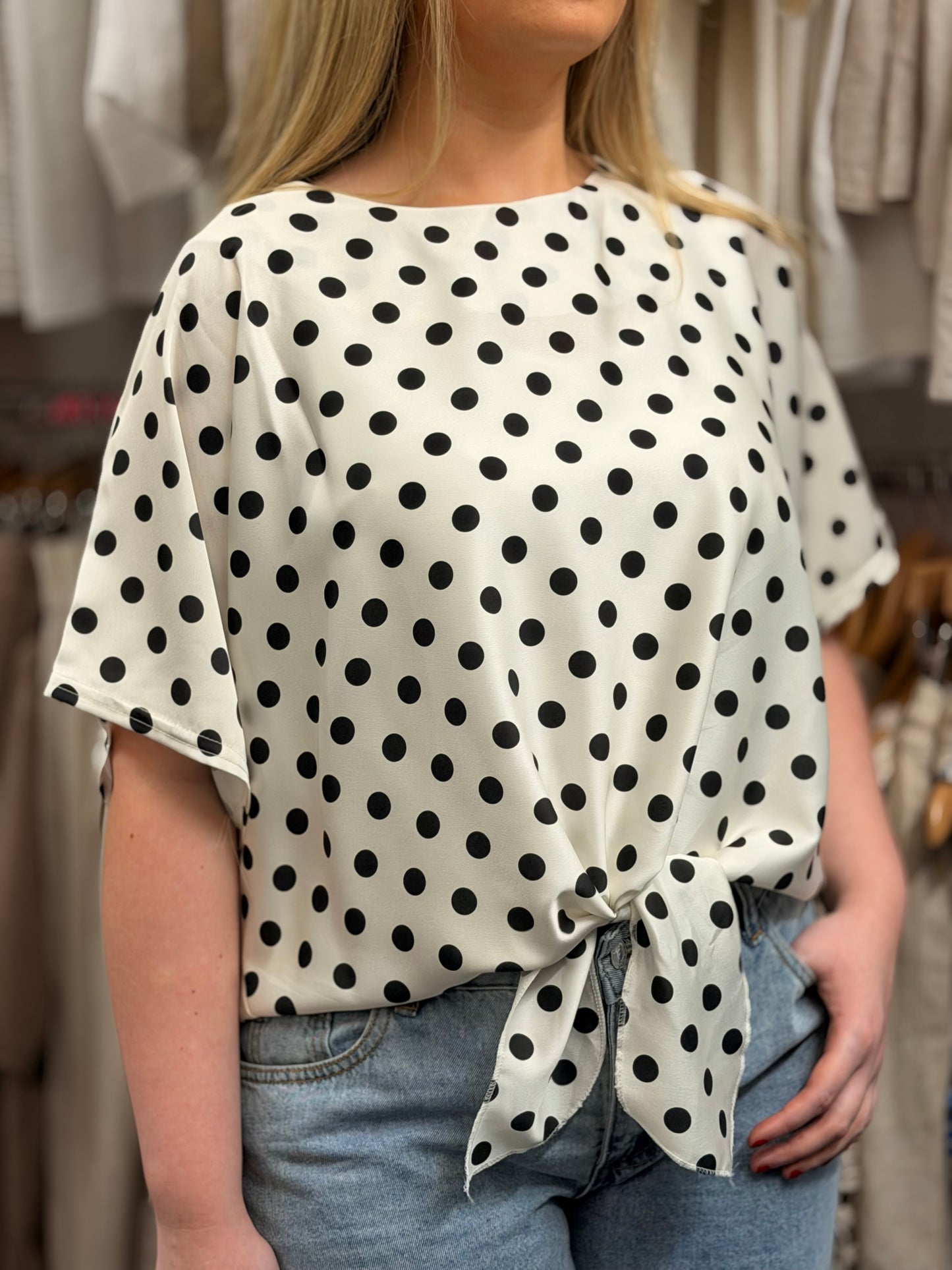 BRYONY- POLKA DOT TIE TOP