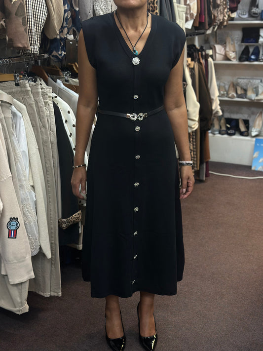 MADDIE-S/L DIAM BTNS FIT/FLARE KNIT DRESS