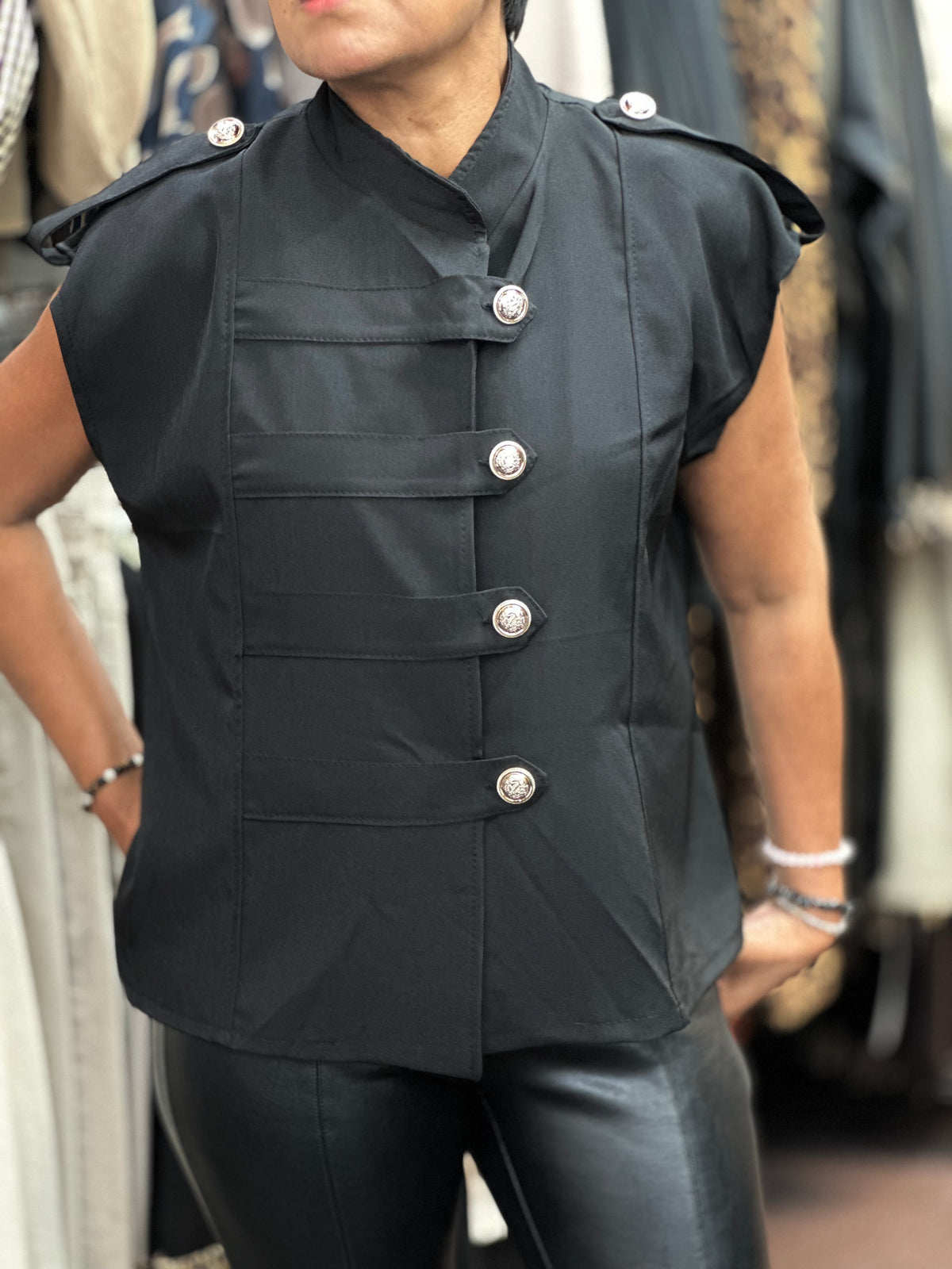 RORY-ONE SIDE MILITARY BTN WAISTCOAT -fits 8/10-14