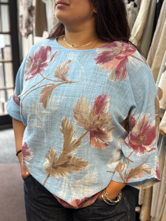 AMARA- PRINT COTTON TOP- CURVE
