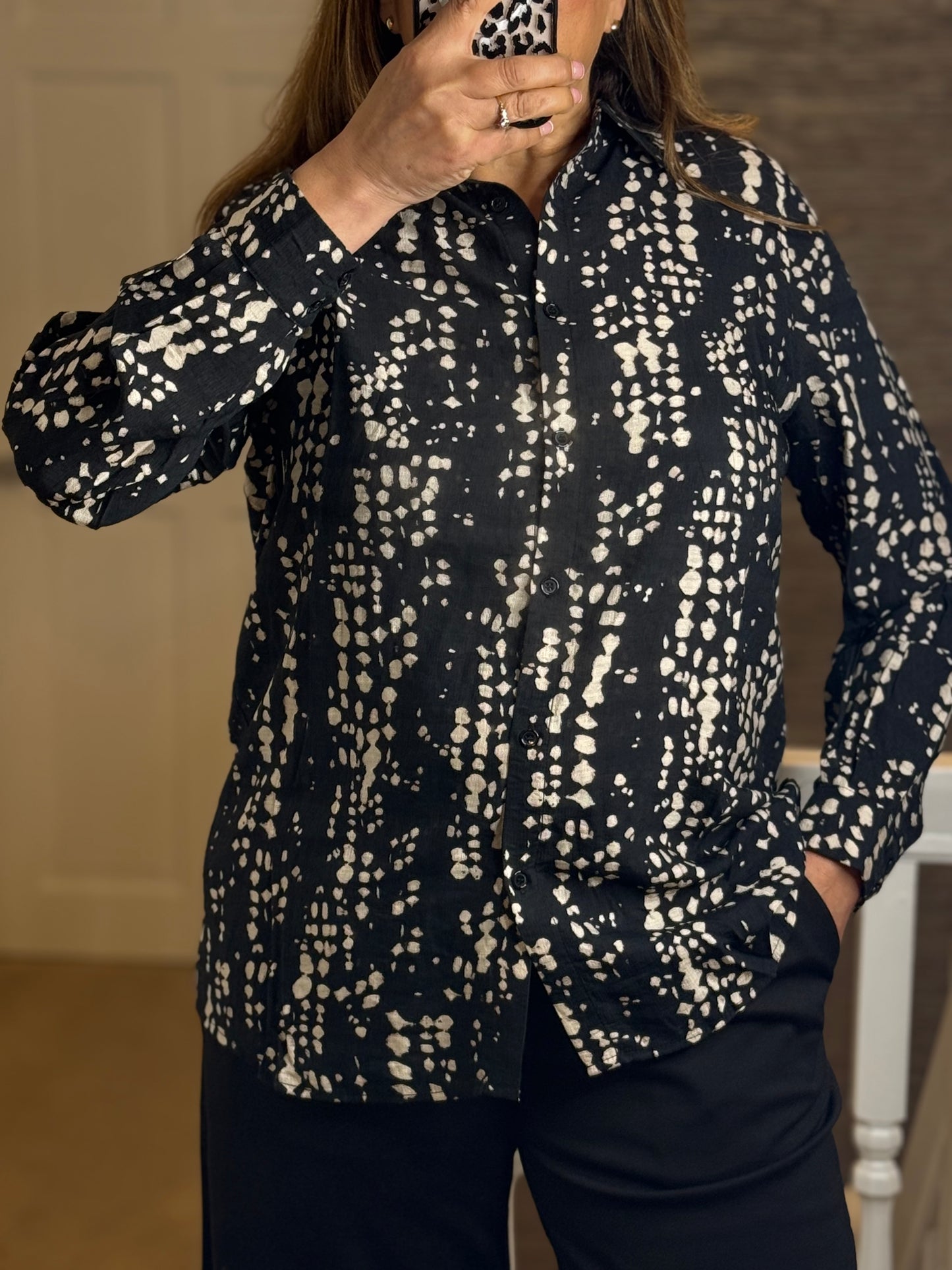 FRANSA-ARIANA DOT SPODGE SHIRT-#NOVEMBER BF20%