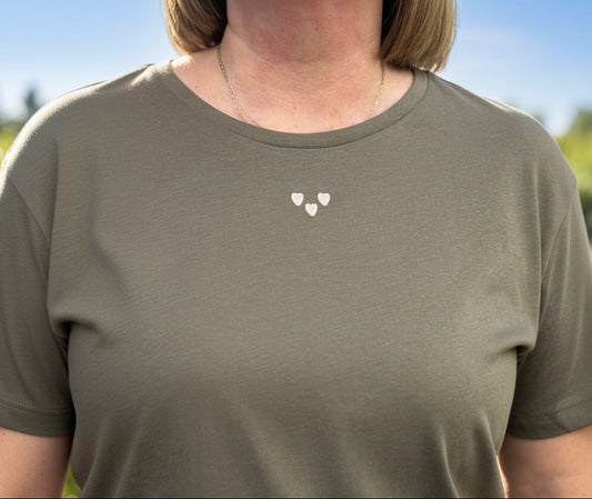 FRANSA-TALA 3 HEART TEE-OLIVE