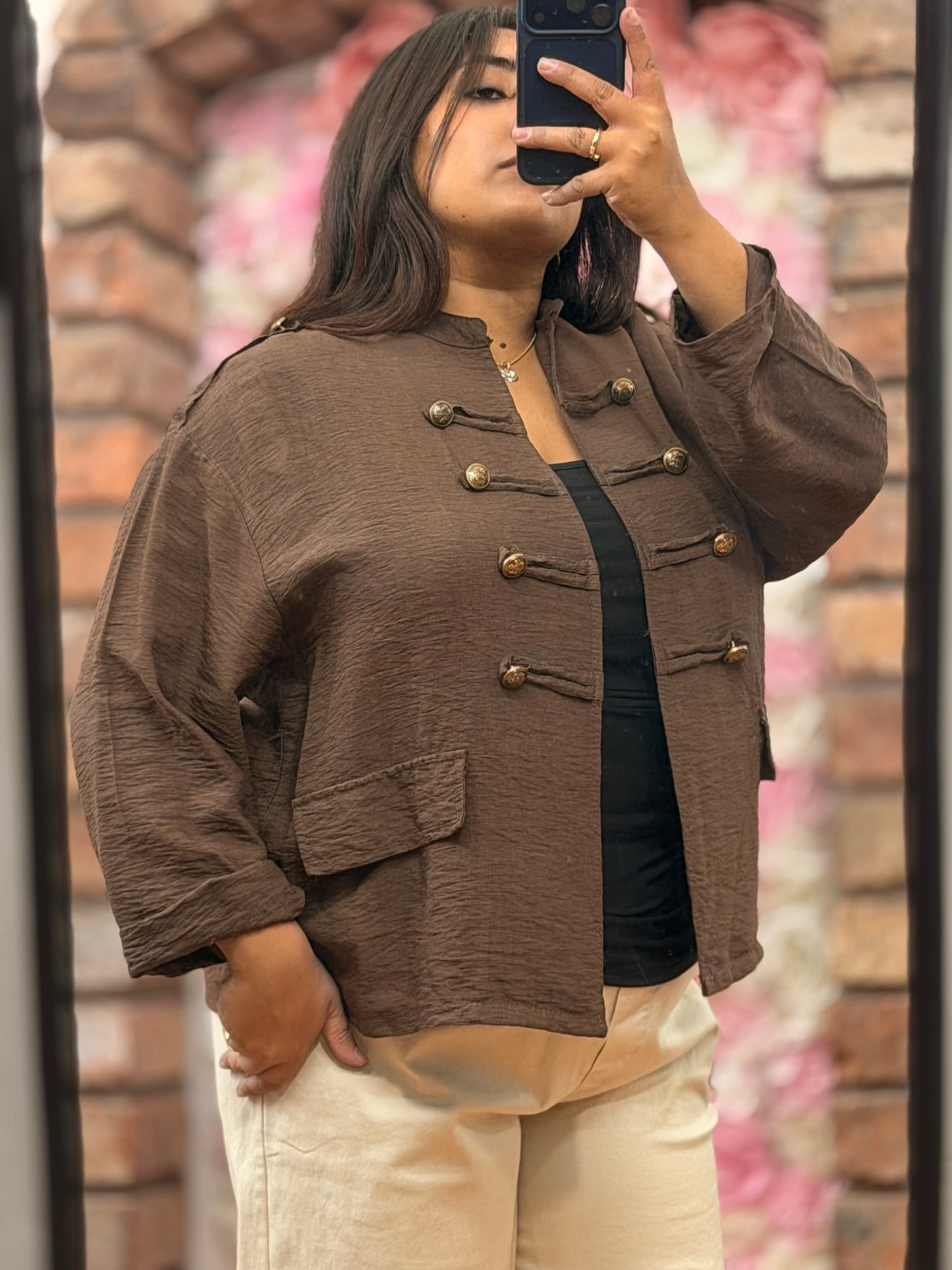HARLOW-LINEN LOOK MILITARY JACKET