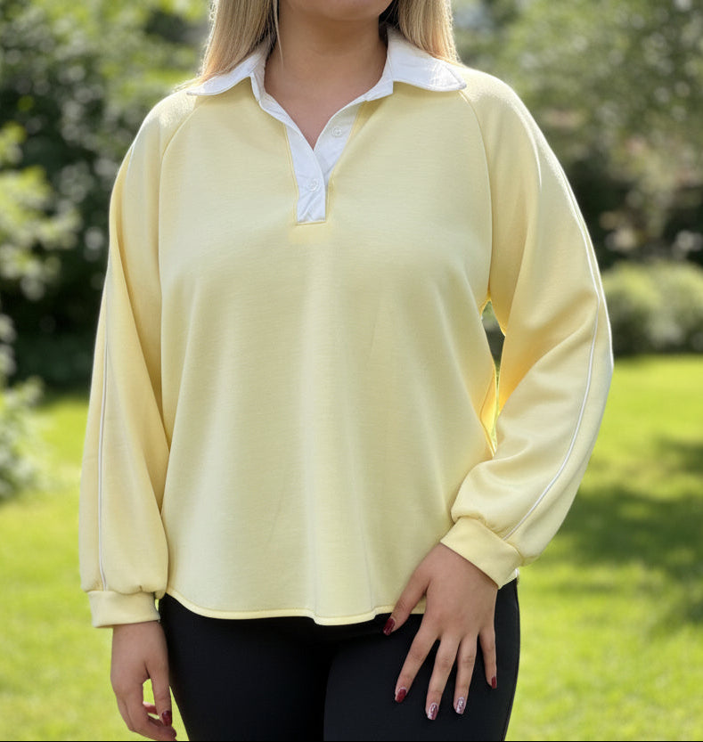 ELSA- POLO  COLLAR SCUBA SWEATSHIRT -#MOTHERS’DAY