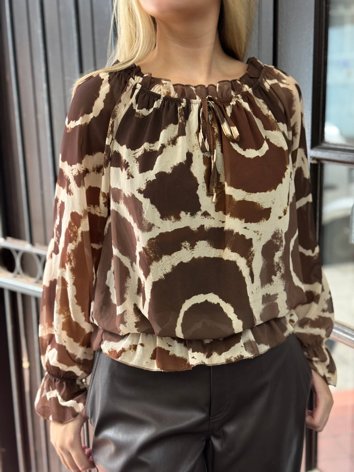 JODY-CHIFFON FRILL HEM BARDOT TOP