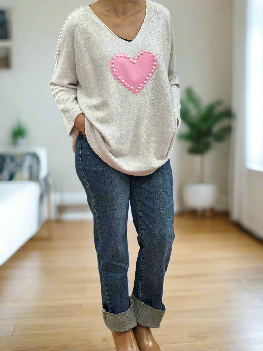 BELLA- PEARL & HEART JUMPER -