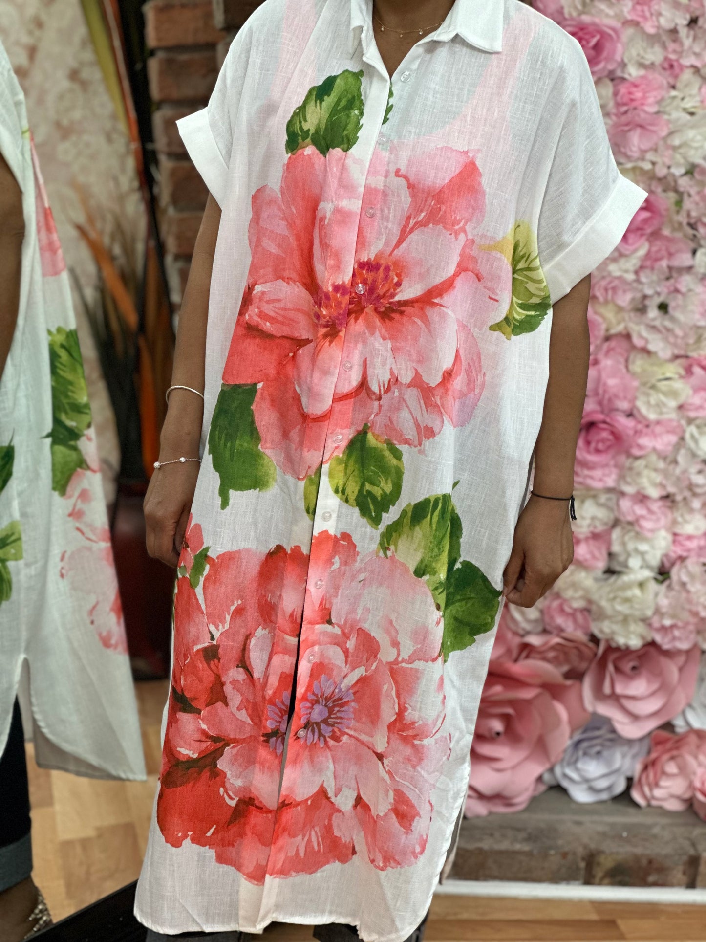 THE TROPICALS - BUTTON THRU SHIRT DRESS-#LASTONELEFT