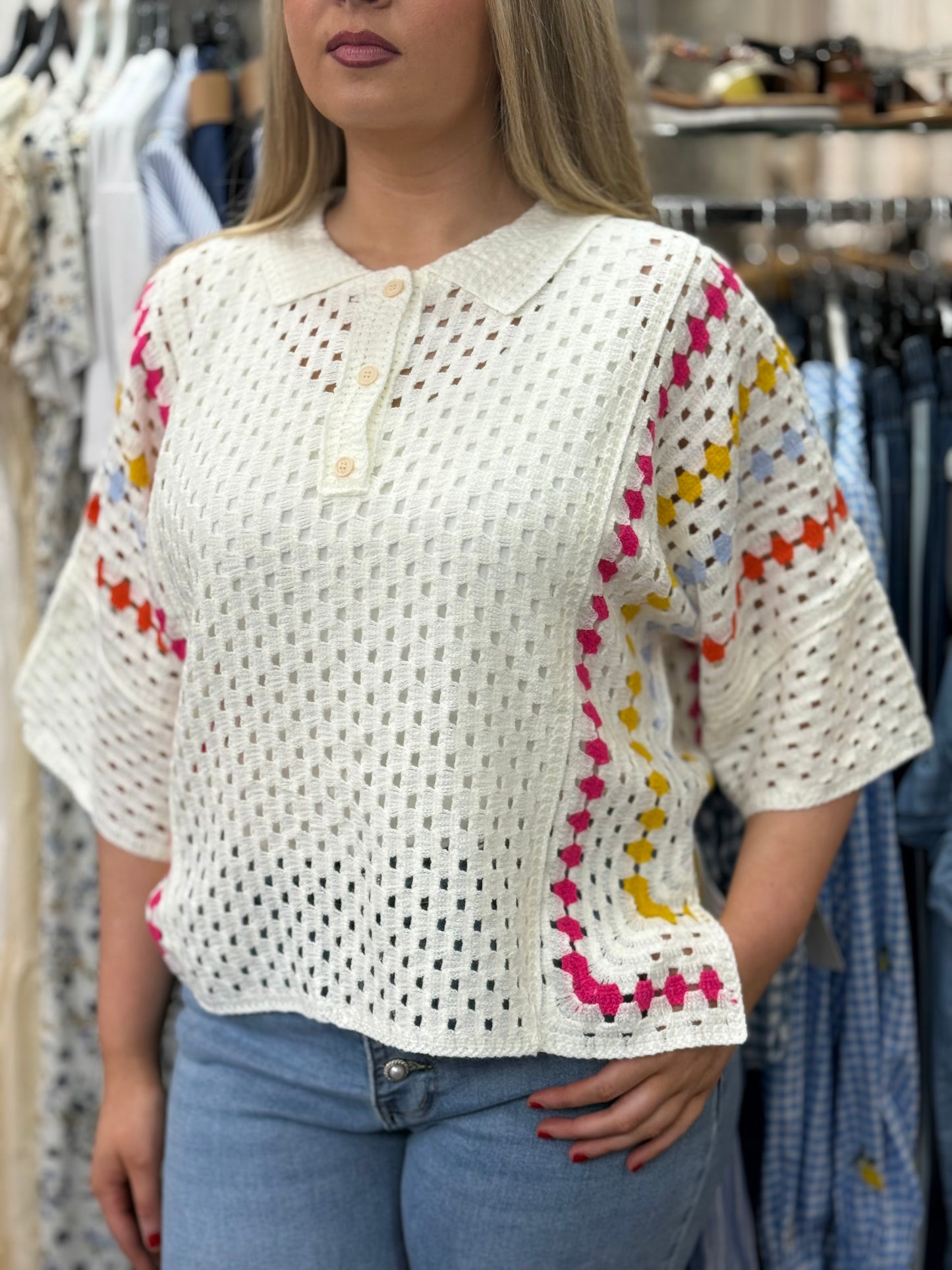 GIA- CROCHET PK TOP