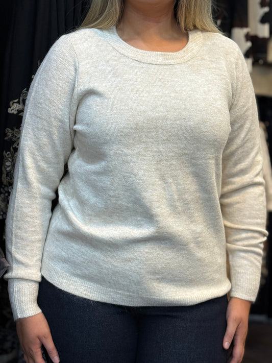 FRANSA- ELLIS R/NK JUMPER -BEIGE