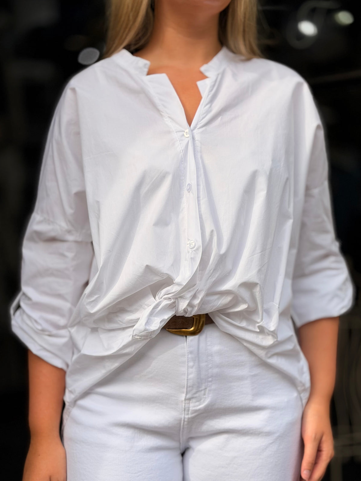 BLAIRE- TIE FRONT GRANDAD SHIRT