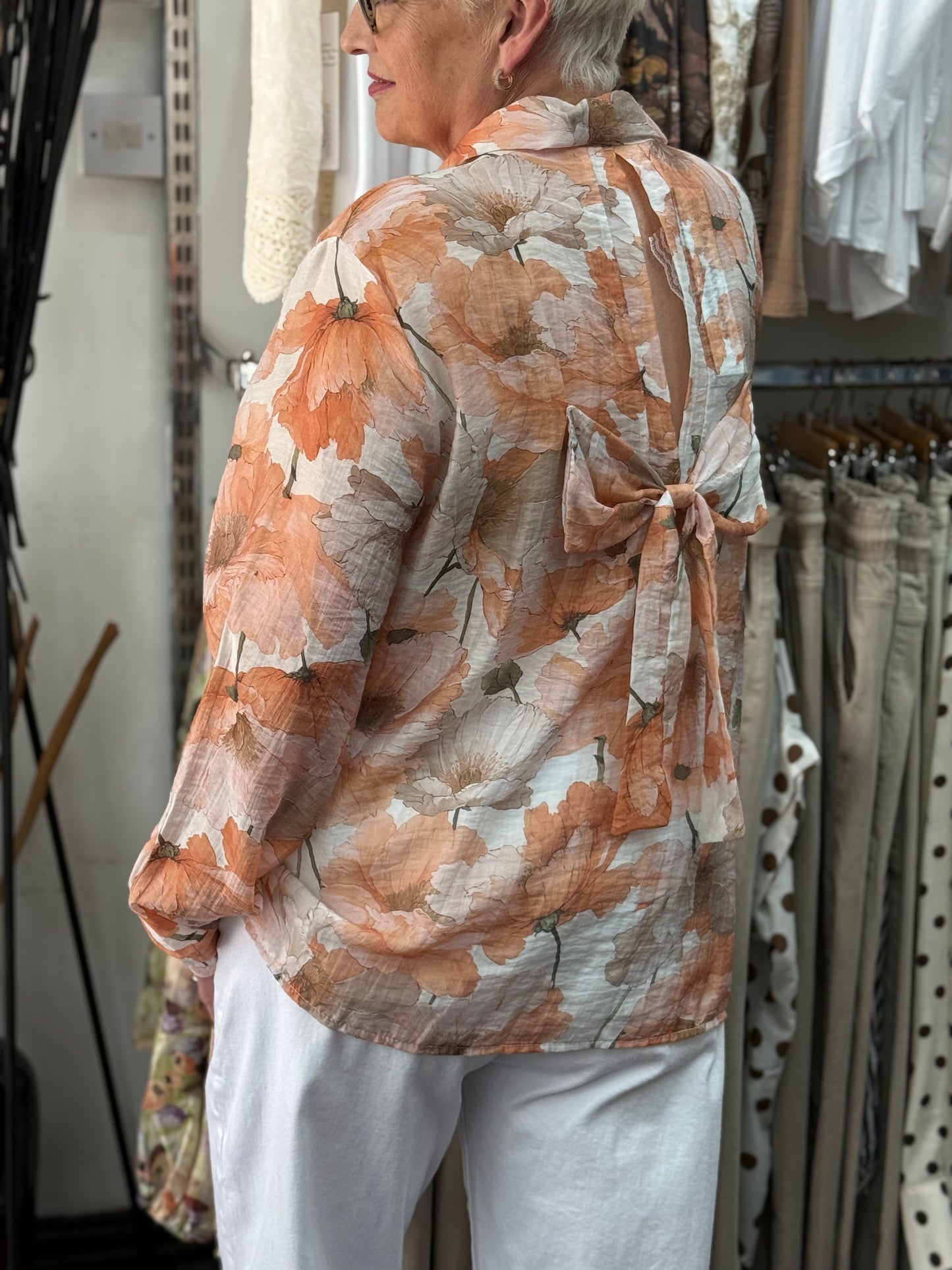 PAIGE- FLORAL BOW BACK BLOUSE