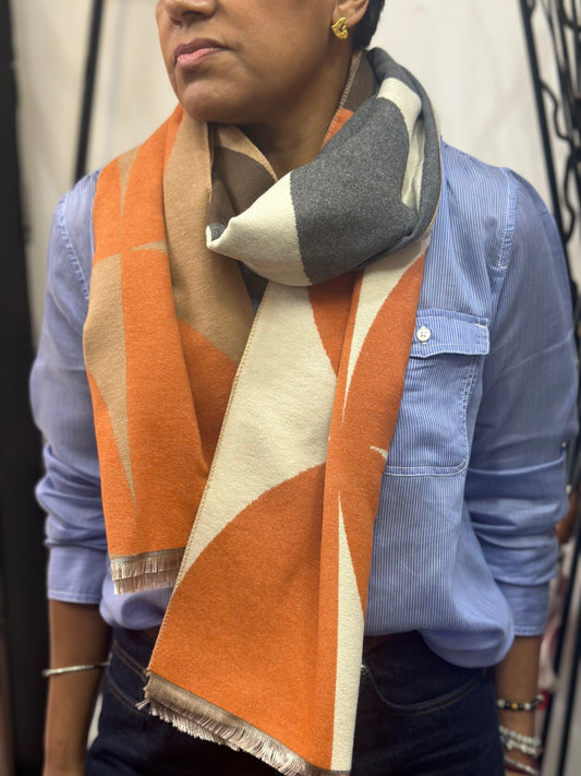 THE RETRO MULTI -REVERSIBLE SCARF-CASHNERE BLEND