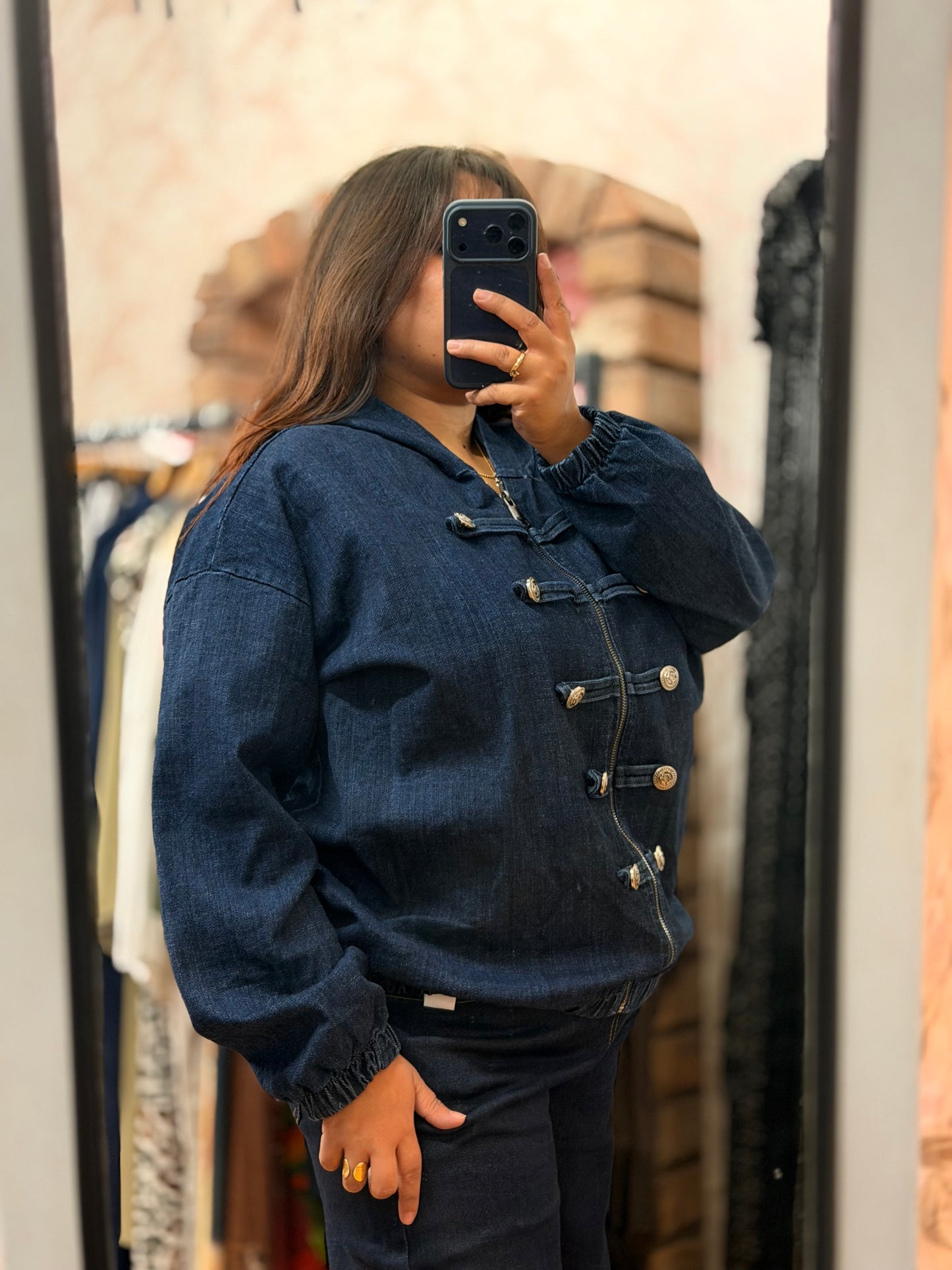 MIA- MILITARY DENIM LOOK HOODED JACKET