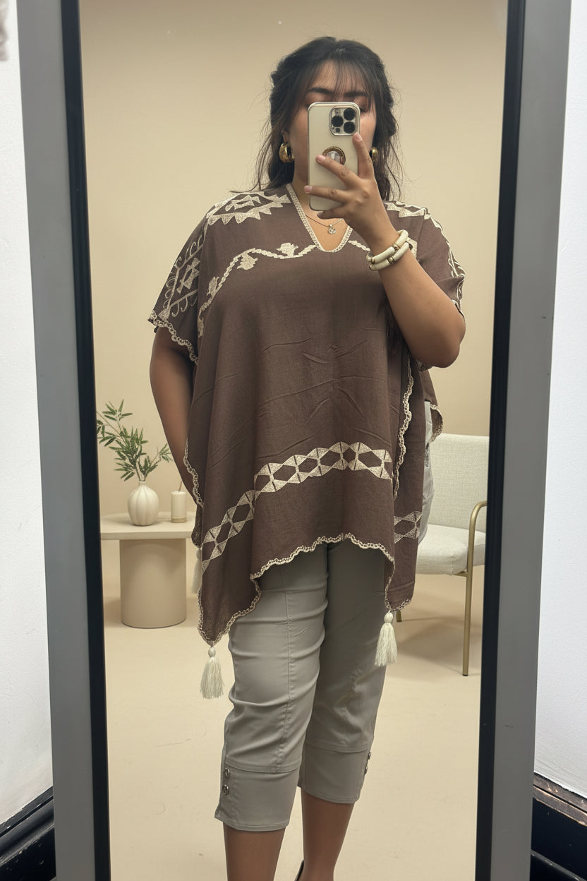TAWNY- EMB KAFTAN TOP