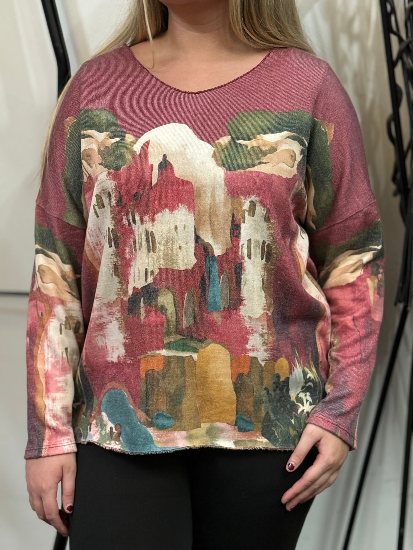 SEVILLE- PRINTED FINE KNIT TOP- #BlackFridaySale