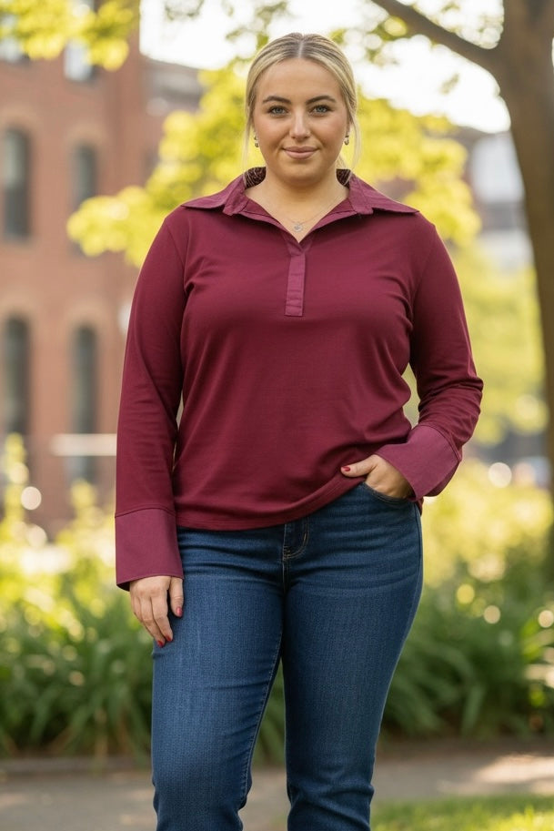 ADELE-LAYERING SHIRT TOP/CURVE