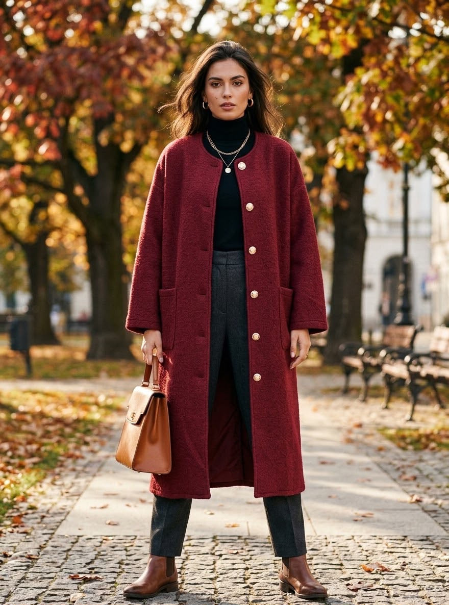 MAEVE- GOLD BTNS MELTON DUSTER COAT