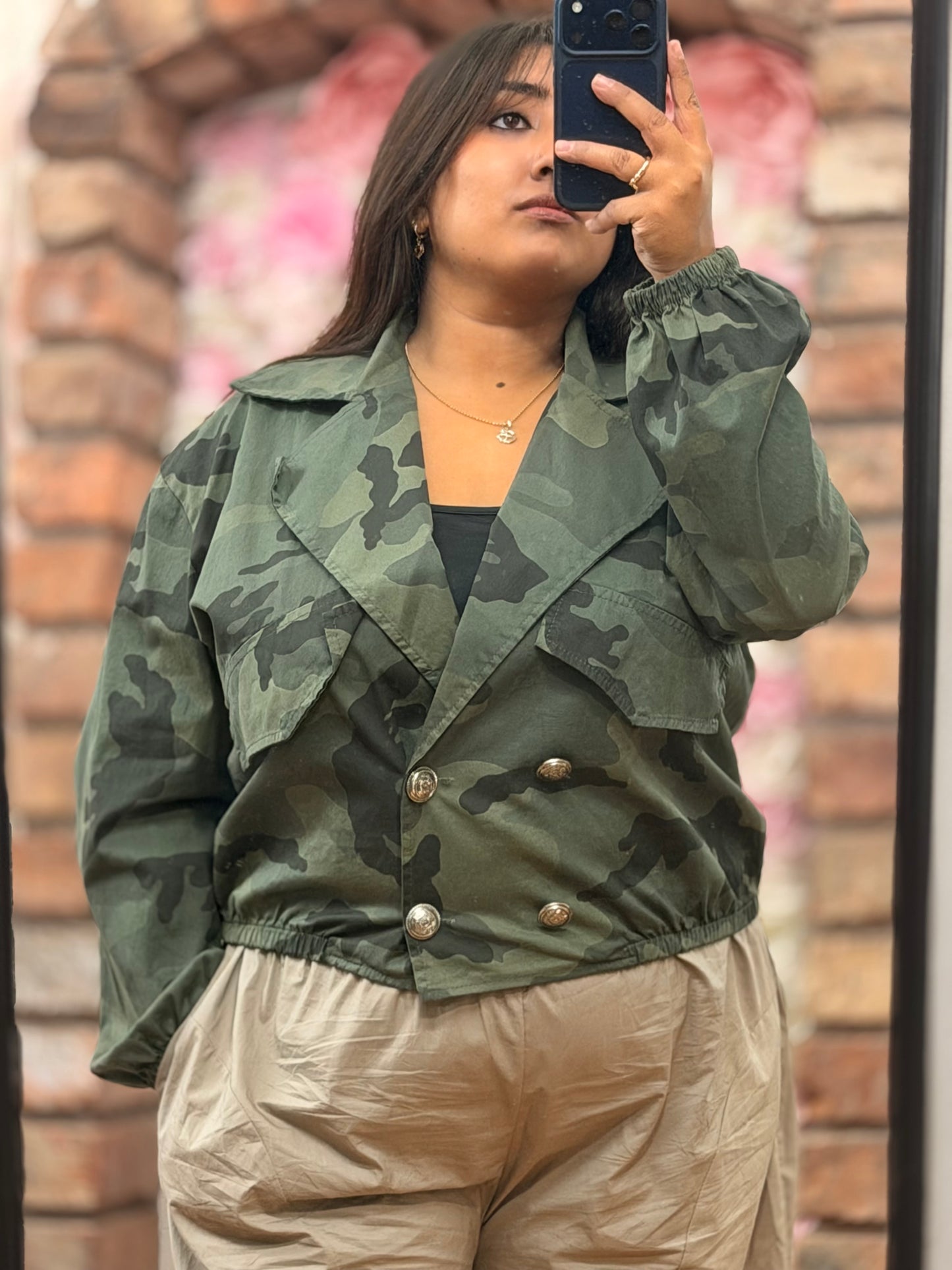 KAI-TRENCH STYLE CAMO MILITARY JACKET