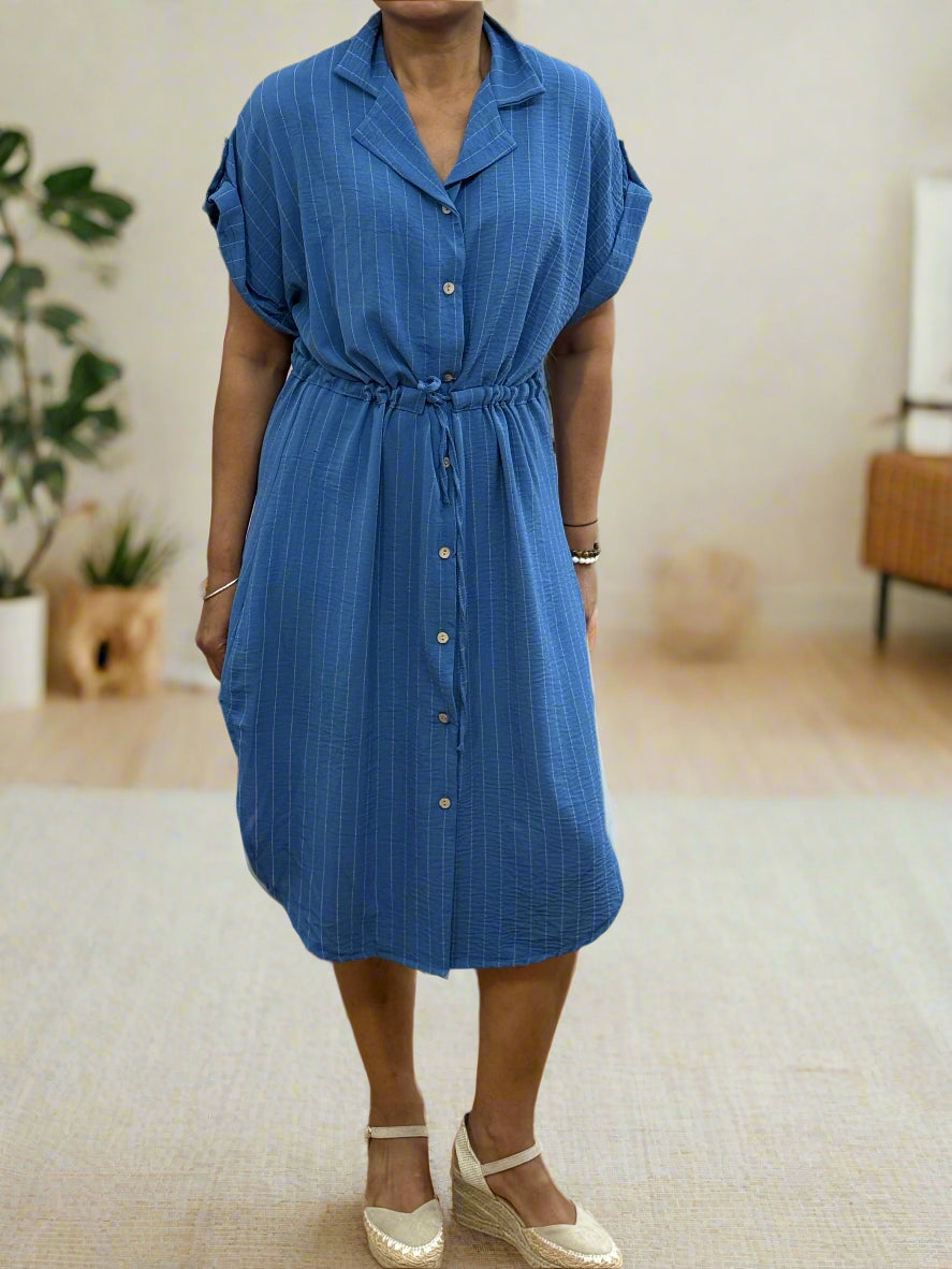 ST IVES- HAZEL PINSTRIPE SHIRT DRESS