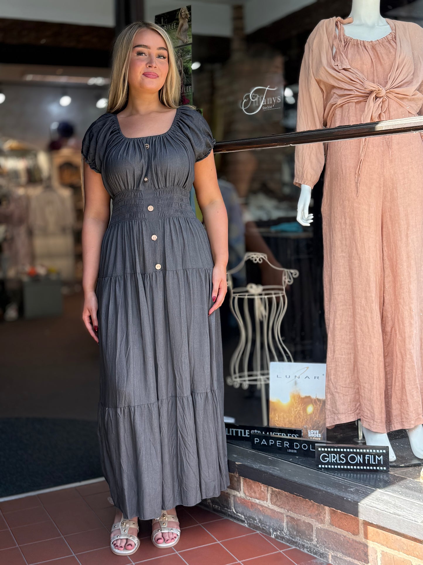 KARINA- BARDOT PLAIN MAXI DRESS