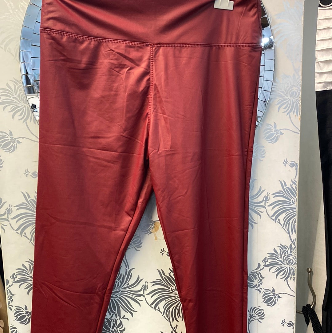 SANDY CURVE PU Leggings- BURGUNDY RED - BLACK FRIDAY