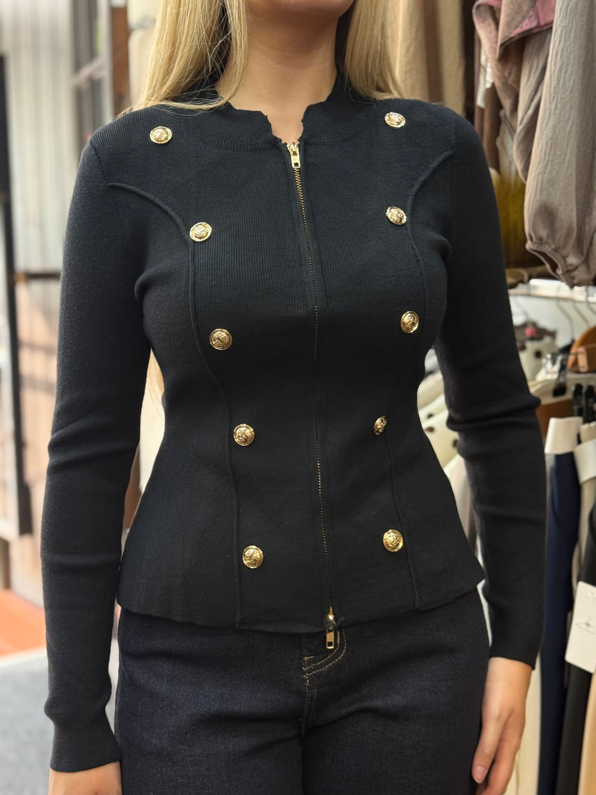 AMOS- FITTED KNITTED MILITARY JACKET